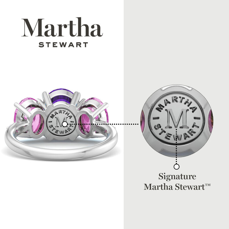 Martha Stewart 5ctw. Oval Amethyst, Pink Sapphire & Lab Grown Diamond Three Stone Ring In Sterling Silver image number null